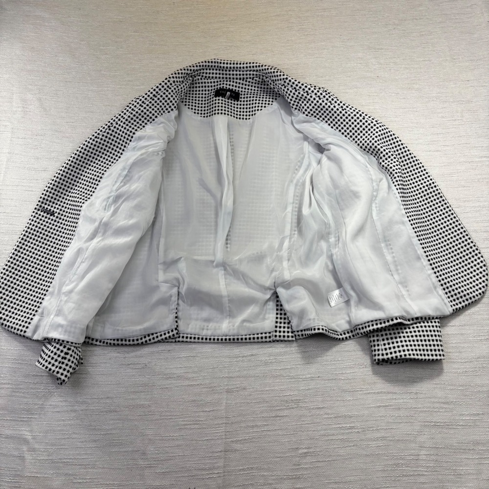 Talbots‎ Womens Black Cream Gingham Check Single Button Blazer Jacket Size L - Picture 4 of 9